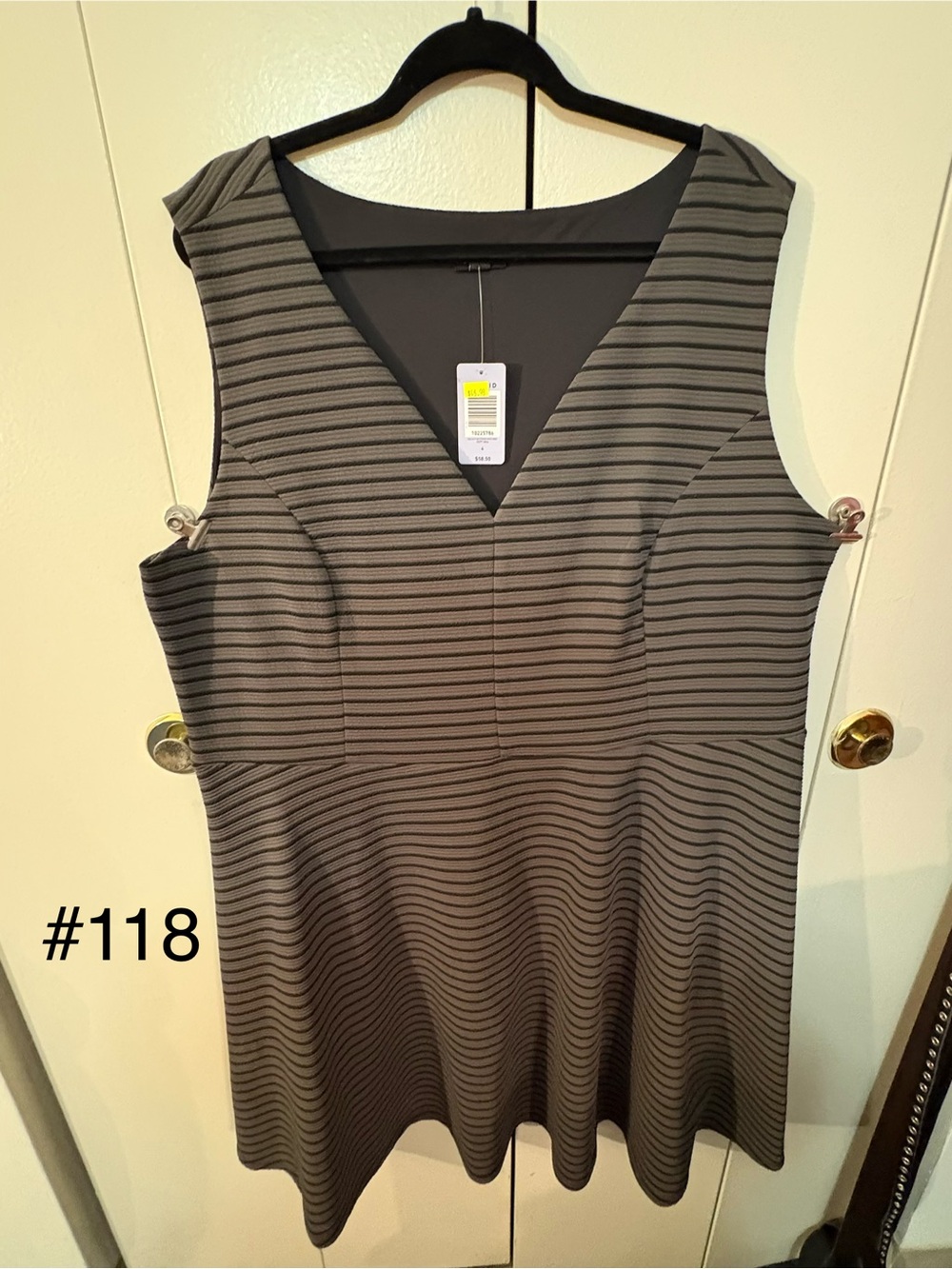 torrid Sleeveless V-Neck Striped Midi Dress in Gray and Black